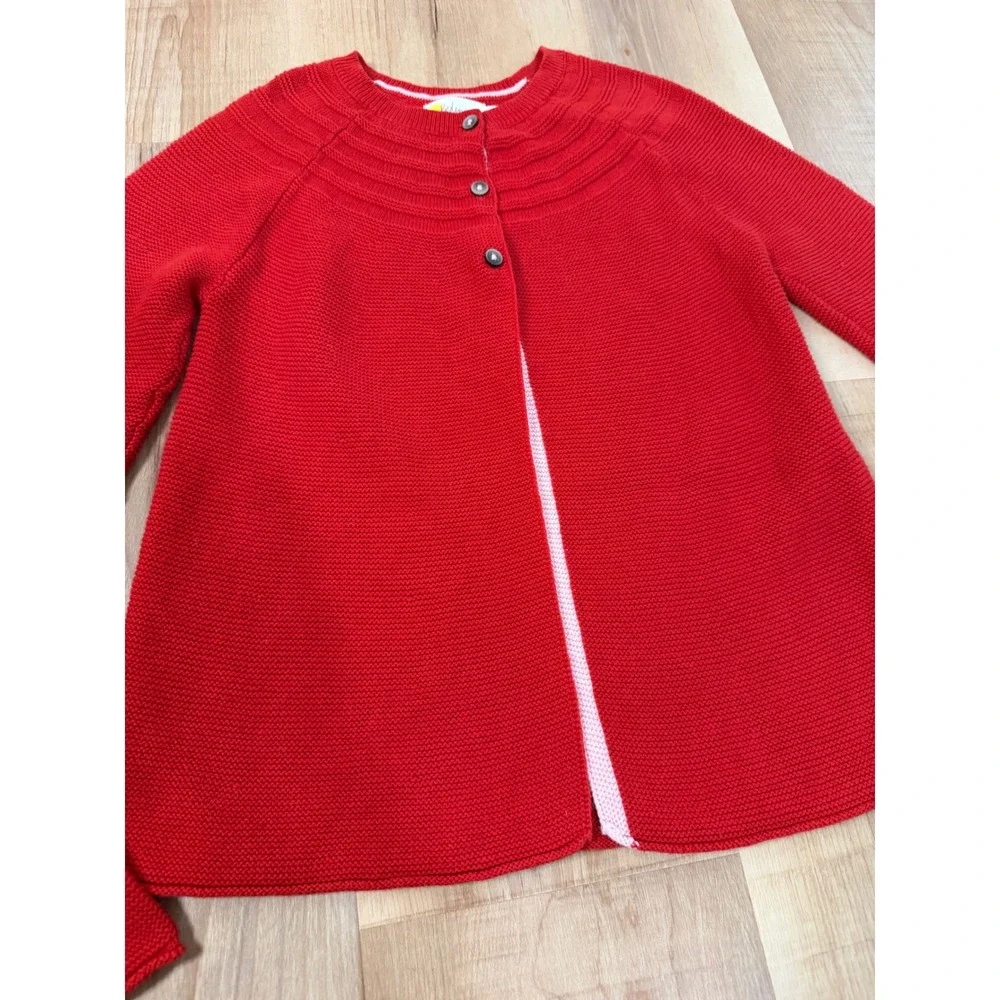 Boden Girls Red Cotton Cashmere Knit Cardigan Sweater Size 11-12Y